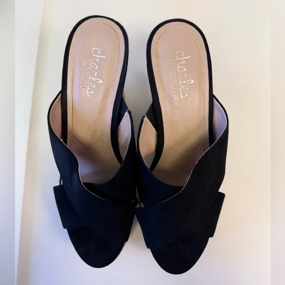 Charles by Charles David Latrice Microsuede Wedge Sandals In Black - Picture 7 of 8